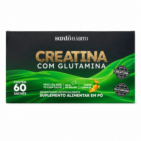 Suplemento Creatina C Glutamina 60 Saches Sabor Laranja Santo Habito