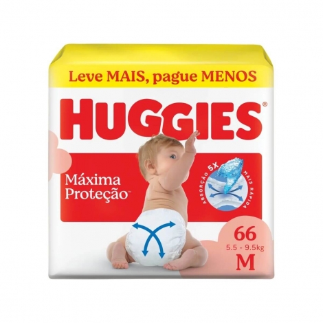 Fralda Descartável Infantil Huggies Supreme Care M Pacote 66 Unidades