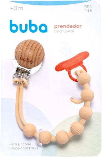 Prendedor de Chupeta Buba Em Silicone Bege