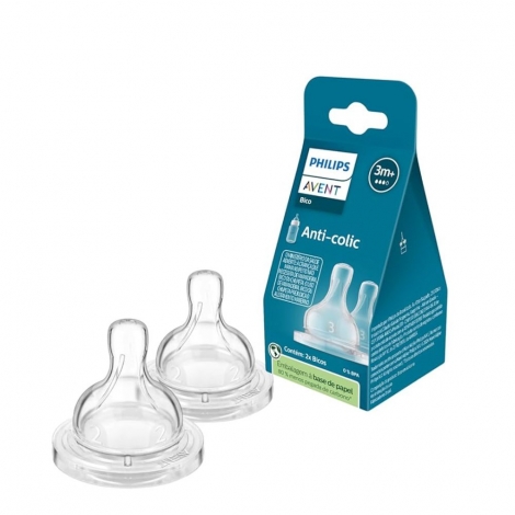 Bico Mamadeira Anti Colic Fluxo Medio com 2 unidades Avent Scy763/02