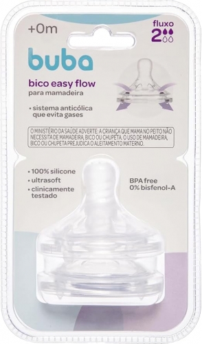 Bico Para Mamadeira buba com 2 unidades Easy Flow Fluxo 2