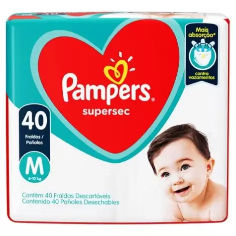 Fralda Pampers Supersec Mega M 40Un
