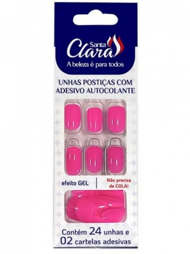 Unha Postica com adesivo autocolante cor Pink com 24 unidades Santa Clara