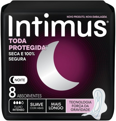 INTIMUS GEL ABSORVENTE NOTURNO COM ABAS SUAVE x 8