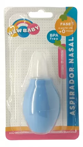 Aspirador nasal para bebês manual New BabyASPIRADOR NASAL cor azul com 1 bocais