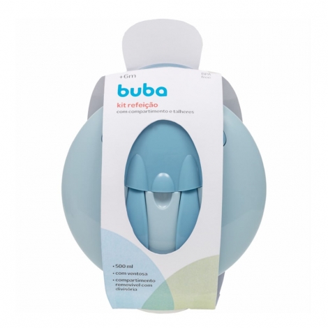 Kit Refeicao Buba Com Compartimento E Talheres Azul