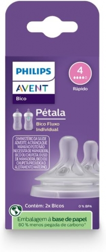 Bicos Pétala 3.0 Philips Avent com válvula anticólicas, fluxo de liquido rápido (fluxo 4), pacote com 2 un, SCY964/02