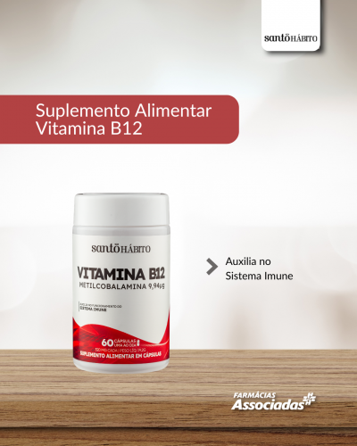 Suplemento Alimentar Vitamina B12 com 60 cápsulas Santo Hábito