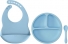 Buba Kit Refeição Em Silicone Azul com prato com ventosas, colher e babador